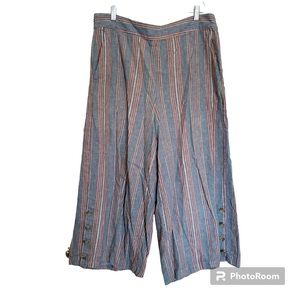 Madewell Women's Pants, Size XXLT, Blue, striped, wide-leg